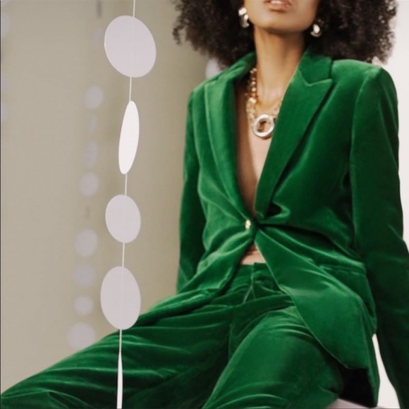Coats | Zara Green Velvet Blazer | Poshmark